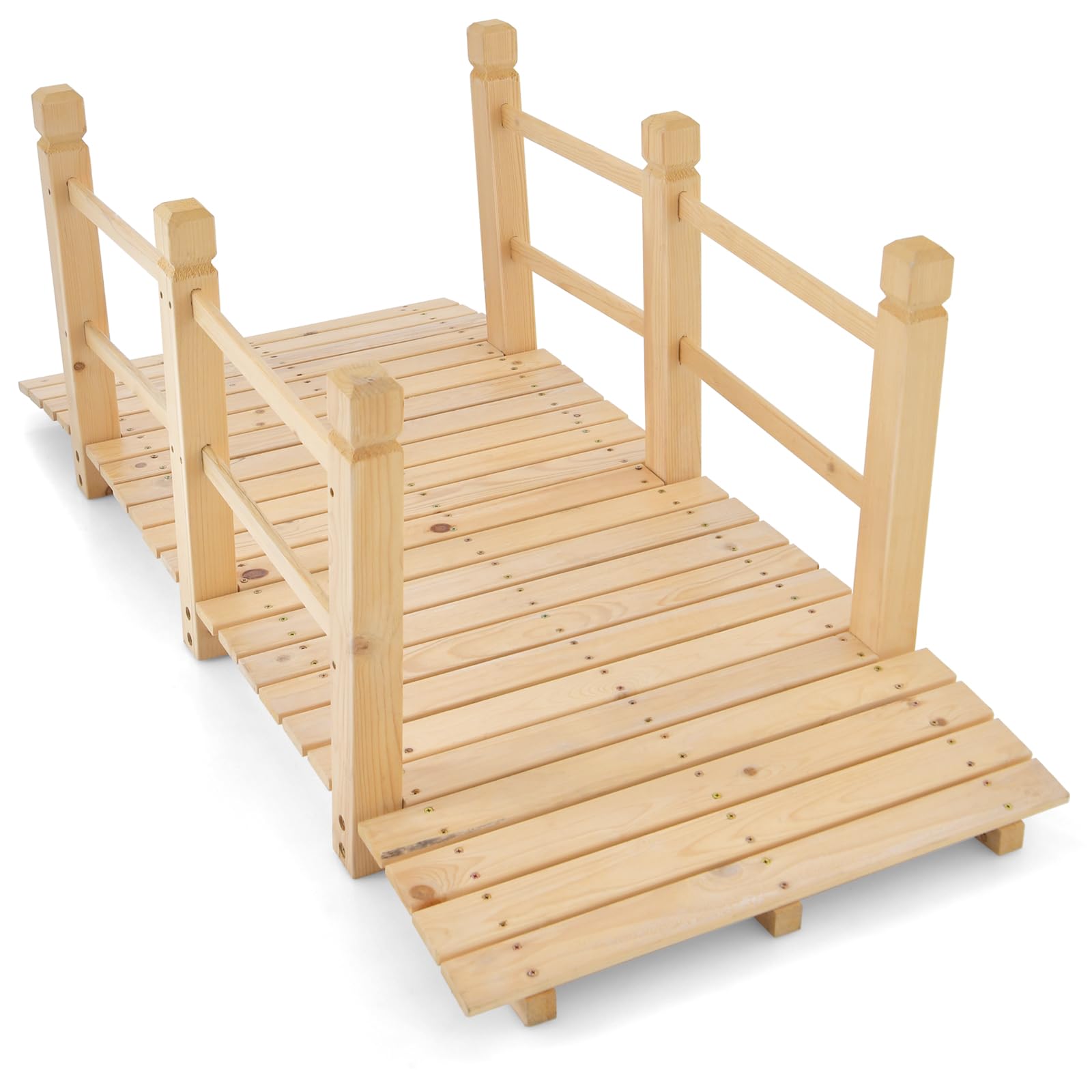 Tangkula 5 FT Wooden Garden Bridge